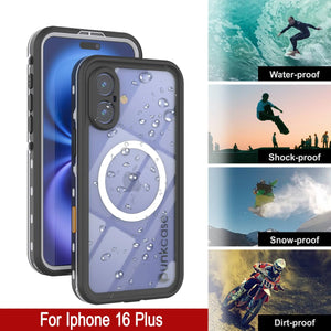 Funda impermeable para iPhone 16+ Plus, Punkcase SpikeStar White Series | Funda fina de 2 m sumergible IP68