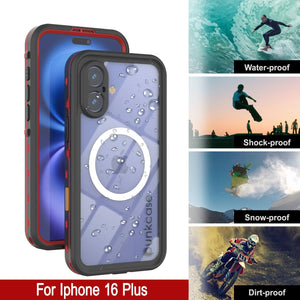Funda impermeable para iPhone 16+ Plus, Punkcase SpikeStar Red Series | Ajuste fino, 2 m, sumergible, IP68