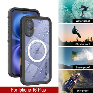 Funda impermeable para iPhone 16+ Plus, Punkcase SpikeStar Black Series | Ajuste fino, 2 m, sumergible, IP68