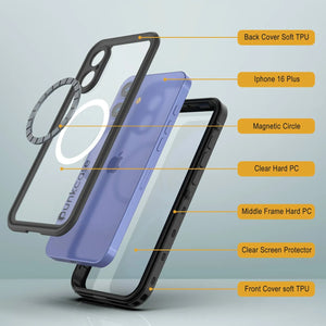 Funda impermeable para iPhone 16+ Plus, Punkcase SpikeStar Black Series | Ajuste fino, 2 m, sumergible, IP68