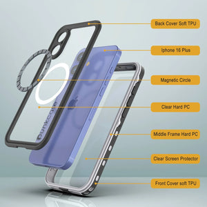 Funda impermeable para iPhone 16+ Plus, Punkcase SpikeStar White Series | Funda fina de 2 m sumergible IP68