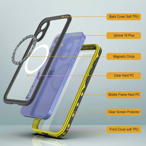 Funda impermeable para iPhone 16+ Plus, Punkcase SpikeStar Orange Series | Funda fina de 2 m sumergible IP68