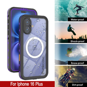 Funda impermeable para iPhone 16+ Plus, Punkcase SpikeStar Purple Series | Funda fina de 2 m sumergible IP68