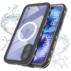 Funda impermeable para iPhone 16+ Plus, Punkcase SpikeStar White Series | Funda fina de 2 m sumergible IP68