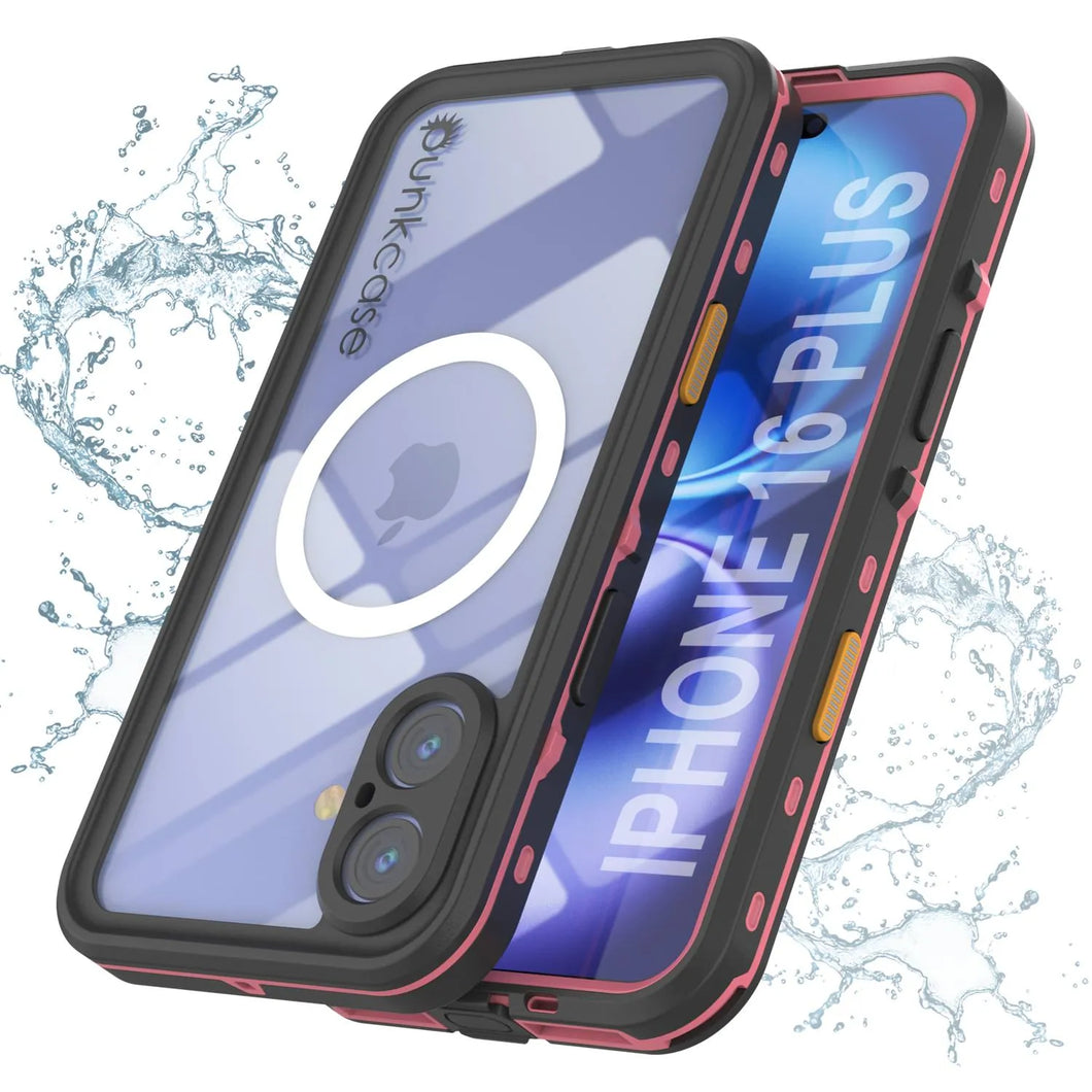 Funda impermeable para iPhone 16+ Plus, Punkcase SpikeStar Pink Series | Funda fina de 2 m sumergible IP68