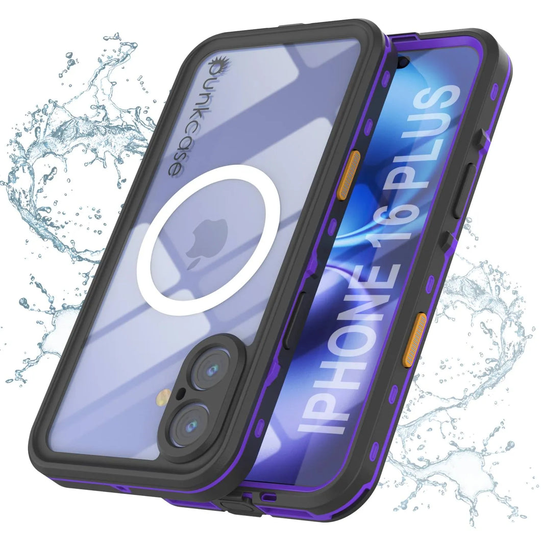 Funda impermeable para iPhone 16+ Plus, Punkcase SpikeStar Purple Series | Funda fina de 2 m sumergible IP68