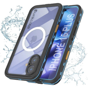 Funda impermeable para iPhone 16+ Plus, Punkcase SpikeStar Light-Blue Series | Funda fina de 2 m sumergible IP68