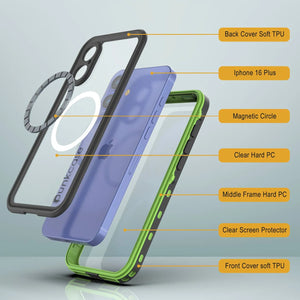 Funda impermeable para iPhone 16+ Plus, Punkcase SpikeStar Light-Green Series | Funda fina de 2 m sumergible IP68
