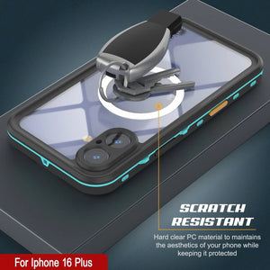 Funda impermeable para iPhone 16+ Plus, Punkcase SpikeStar Teal Series | Ajuste fino, 2 m, sumergible, IP68