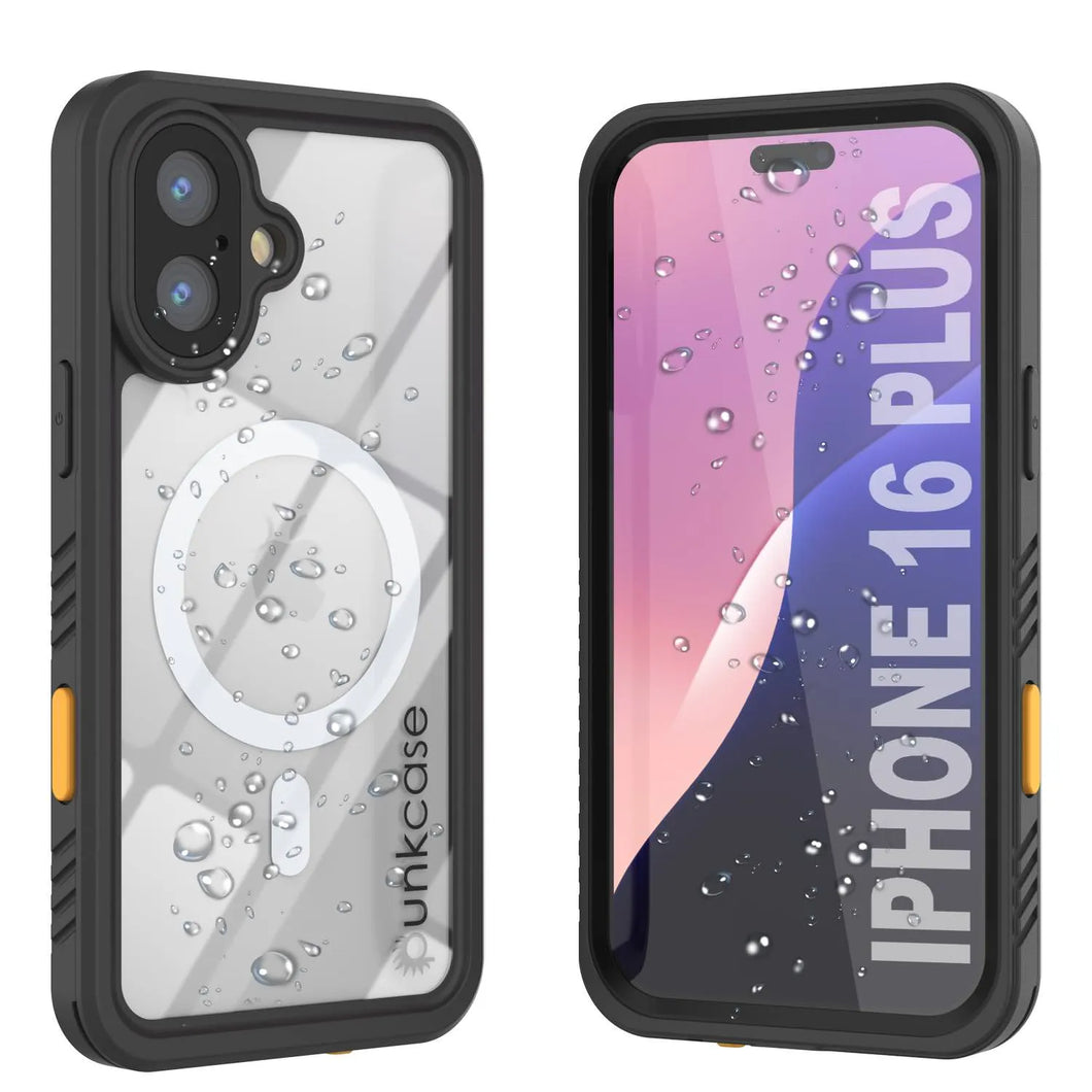 Funda impermeable para iPhone 16 Plus, Punkcase [Extreme Mag Series] Armor Cover con protector de pantalla incorporado [Negro]