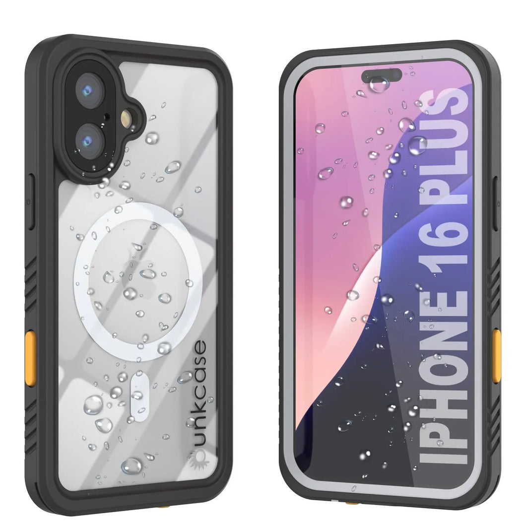 Funda impermeable para iPhone 16 Plus, Punkcase [Extreme Mag Series] Armor Cover con protector de pantalla incorporado [blanco]