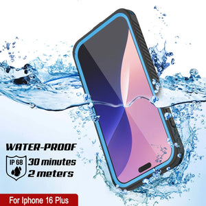 Funda impermeable para iPhone 16 Plus, Punkcase [Extreme Mag Series] Armor Cover con protector de pantalla incorporado [azul]