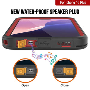 Funda impermeable para iPhone 16 Plus, Punkcase [Extreme Mag Series] Armor Cover con protector de pantalla incorporado [Rojo]