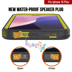 Funda impermeable para iPhone 16 Plus, Punkcase [Extreme Mag Series] Armor Cover con protector de pantalla incorporado [Amarillo]