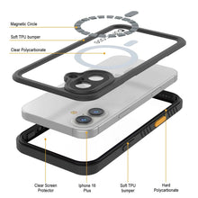 Cargar imagen en el visor de la galería, Funda impermeable para iPhone 16 Plus, Punkcase [Extreme Mag Series] Armor Cover con protector de pantalla incorporado [Negro]

