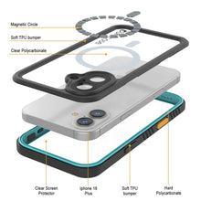 Cargar imagen en el visor de la galería, Funda impermeable para iPhone 16 Plus, Punkcase [Extreme Mag Series] Armor Cover con protector de pantalla incorporado [verde azulado]
