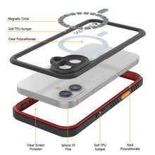 Cargar imagen en el visor de la galería, Funda impermeable para iPhone 16 Plus, Punkcase [Extreme Mag Series] Armor Cover con protector de pantalla incorporado [Rojo]
