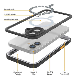 Funda impermeable para iPhone 16 Plus, Punkcase [Extreme Mag Series] Armor Cover con protector de pantalla incorporado [blanco]