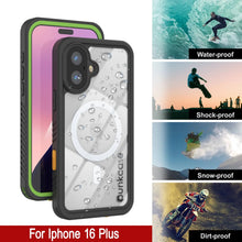 Cargar imagen en el visor de la galería, Funda impermeable para iPhone 16 Plus, Punkcase [Extreme Mag Series] Armor Cover con protector de pantalla incorporado [Verde]
