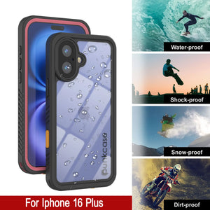Funda impermeable para iPhone 16 Plus, Punkcase [Extreme Series] Armor Cover con protector de pantalla incorporado [rosa]