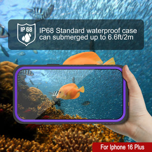 Funda impermeable para iPhone 16 Plus, Punkcase [Extreme Series] Armor Cover con protector de pantalla incorporado [púrpura]