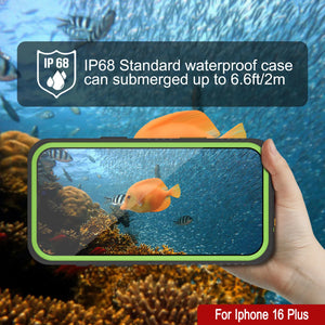 Funda impermeable para iPhone 16 Plus, Punkcase [Extreme Series] Armor Cover con protector de pantalla incorporado [Verde claro]
