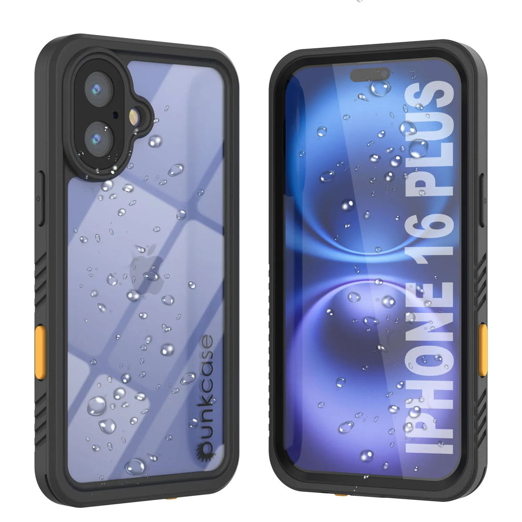 Funda impermeable para iPhone 16 Plus, Punkcase [Extreme Series] Armor Cover con protector de pantalla incorporado [Negro]