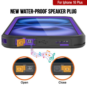 Funda impermeable para iPhone 16 Plus, Punkcase [Extreme Series] Armor Cover con protector de pantalla incorporado [púrpura]