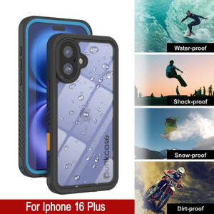 Funda impermeable para iPhone 16 Plus, Punkcase [Extreme Series] Armor Cover con protector de pantalla incorporado [azul marino]