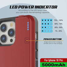 Load image into Gallery viewer, Estuche de batería para iPhone 16 Pro, batería externa PunkJuice de 5000 mAh con carga rápida MagSafe y protector de pantalla | [Rojo]
