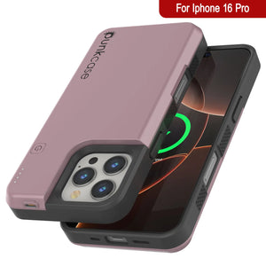 Estuche de batería para iPhone 16 Pro, batería externa PunkJuice de 5000 mAh con carga rápida MagSafe y protector de pantalla | [Oro rosa]