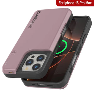 Estuche de batería para iPhone 16 Pro Max, batería externa PunkJuice MagSafe de 8000 mAh con carga rápida y protector de pantalla | [Oro rosa]