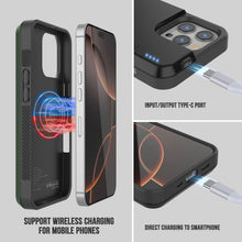 Cargar imagen en el visor de la galería, Estuche de batería para iPhone 16 Pro Max, batería externa PunkJuice MagSafe de 8000 mAh con carga rápida y protector de pantalla | [Verde]

