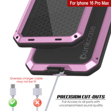 Cargar imagen en el visor de la galería, Funda de metal para iPhone 16 Pro Max, carcasa resistente de grado militar [a prueba de golpes], carcasa rígida de cuerpo completo [rosa]
