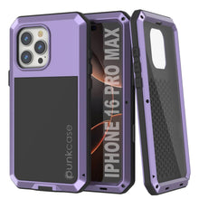 Cargar imagen en el visor de la galería, Funda de metal para iPhone 16 Pro Max, carcasa resistente de grado militar [a prueba de golpes], carcasa rígida de cuerpo completo [morado]
