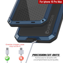 Cargar imagen en el visor de la galería, Funda de metal para iPhone 16 Pro Max, carcasa de armadura resistente de grado militar [a prueba de golpes], carcasa rígida de cuerpo completo [azul]
