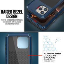 Cargar imagen en el visor de la galería, Funda de metal para iPhone 16 Pro Max, carcasa de armadura resistente de grado militar [a prueba de golpes], carcasa rígida de cuerpo completo [azul]
