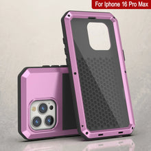 Cargar imagen en el visor de la galería, Funda de metal para iPhone 16 Pro Max, carcasa resistente de grado militar [a prueba de golpes], carcasa rígida de cuerpo completo [rosa]
