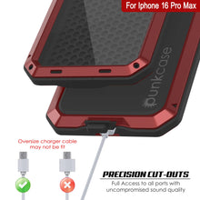 Cargar imagen en el visor de la galería, Funda de metal para iPhone 16 Pro Max, carcasa de armadura resistente de grado militar [a prueba de golpes], carcasa rígida de cuerpo completo [roja]

