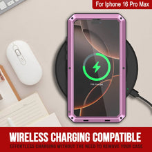 Cargar imagen en el visor de la galería, Funda de metal para iPhone 16 Pro Max, carcasa resistente de grado militar [a prueba de golpes], carcasa rígida de cuerpo completo [rosa]
