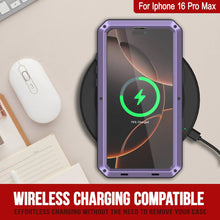 Cargar imagen en el visor de la galería, Funda de metal para iPhone 16 Pro Max, carcasa resistente de grado militar [a prueba de golpes], carcasa rígida de cuerpo completo [morado]
