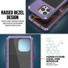 Cargar imagen en el visor de la galería, Funda de metal para iPhone 16 Pro Max, carcasa resistente de grado militar [a prueba de golpes], carcasa rígida de cuerpo completo [morado]
