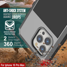 Cargar imagen en el visor de la galería, Funda de metal para iPhone 16 Pro Max, carcasa de armadura resistente de grado militar [a prueba de golpes], carcasa rígida de cuerpo completo [plateada]
