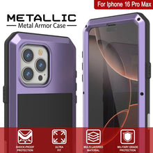 Cargar imagen en el visor de la galería, Funda de metal para iPhone 16 Pro Max, carcasa resistente de grado militar [a prueba de golpes], carcasa rígida de cuerpo completo [morado]
