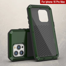 Cargar imagen en el visor de la galería, Funda de metal para iPhone 16 Pro Max, carcasa resistente de grado militar [a prueba de golpes], carcasa rígida de cuerpo completo [verde oscuro]
