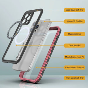 Funda impermeable para iPhone 16 Pro Max, Punkcase SpikeStar Pink Series | Funda fina de 2 m sumergible IP68