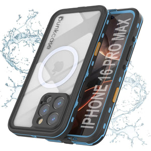 Funda impermeable para iPhone 16 Pro Max, Punkcase SpikeStar Light-Blue Series | Funda fina de 2 m sumergible IP68