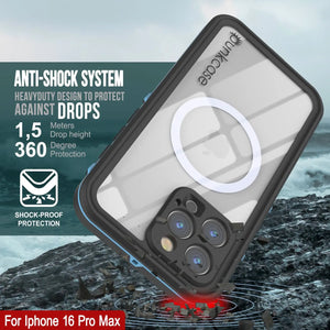 Funda impermeable para iPhone 16 Pro Max, Punkcase SpikeStar Light-Blue Series | Funda fina de 2 m sumergible IP68