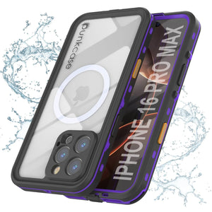 Funda impermeable para iPhone 16 Pro Max, Punkcase SpikeStar Purple Series | Ajuste fino, 2 m, sumergible, IP68