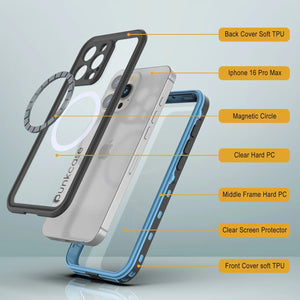 Funda impermeable para iPhone 16 Pro Max, Punkcase SpikeStar Light-Blue Series | Funda fina de 2 m sumergible IP68